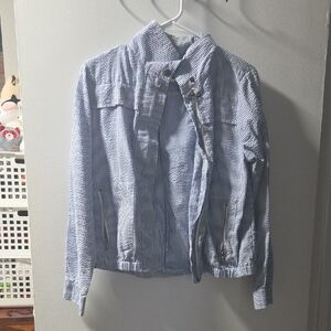 Women's Blue Striped Utility Jacket